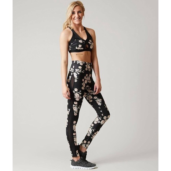 Free‎ People Movement Floral Dark Leggings Womens Small Floral Workout Athletic - Picture 2 of 7